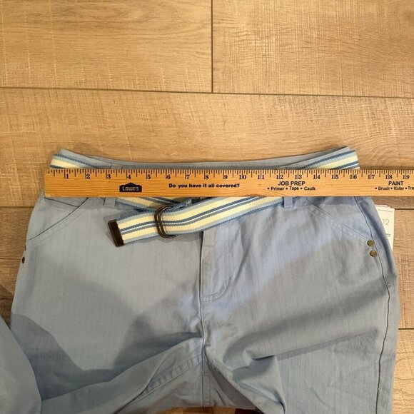 LIZ CLAIBORNE WOMENS BELTED CROPPED PANTS BLUE 12 PETITE AUDRA NEW - Picture 5 of 9